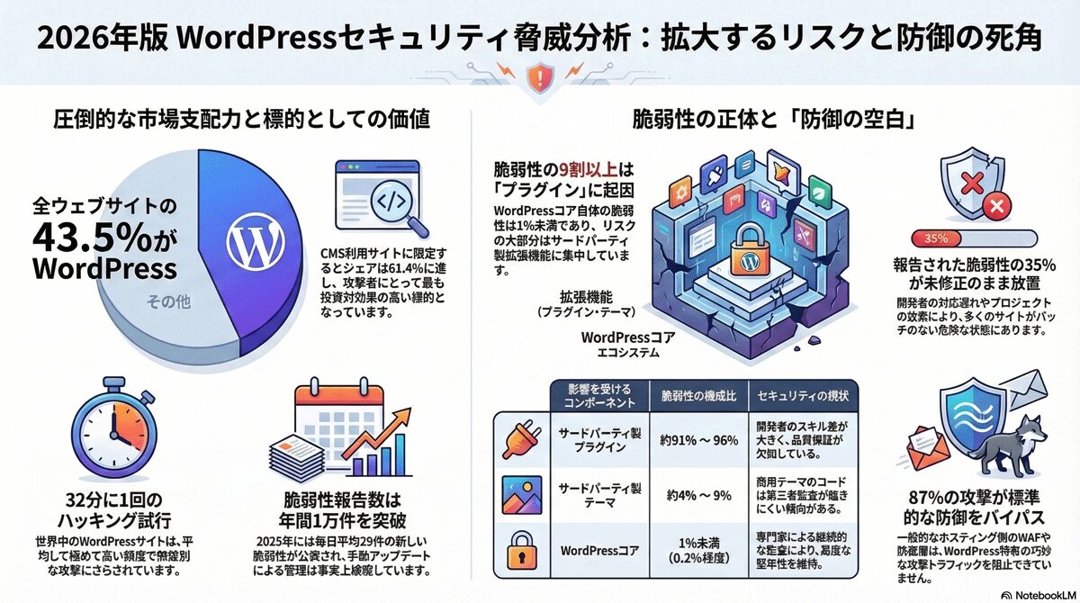 You are currently viewing 【2026年最新】あなたの会社のWordPressが狙われている？「見えない侵入口」を突くサイバー攻撃の正体