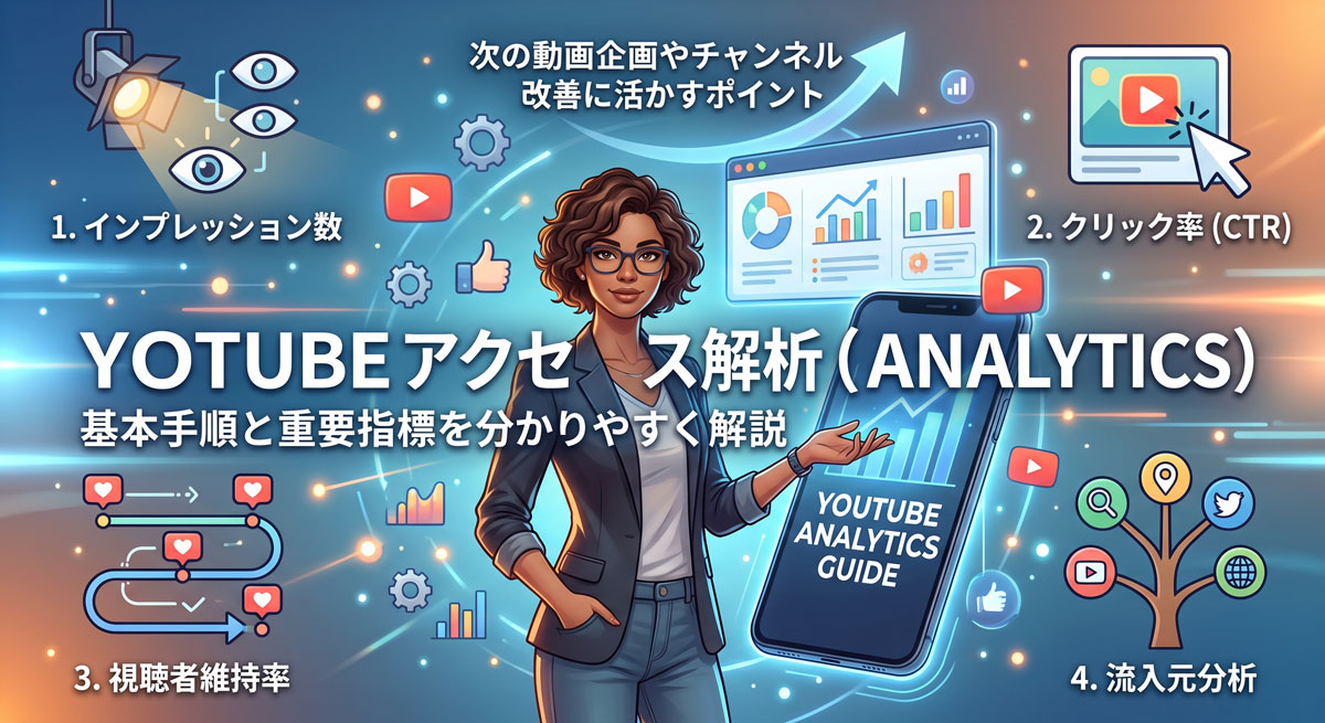 あなたが現在見ているのは 【初心者向け】YouTubeアクセス解析のやり方｜見るべき重要指標8選